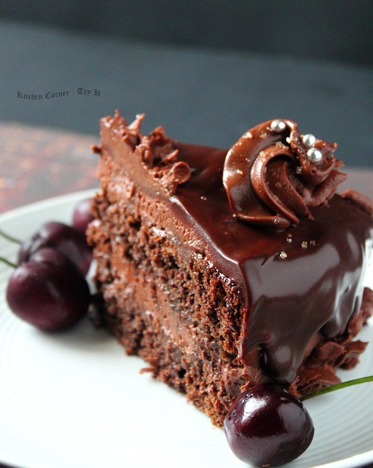 Chocolate Mousse Cake With Ganache Frosting