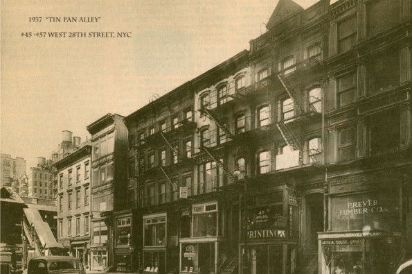 Post card 1937 Tin Pan Alley West 28th between 5th and 6th Avenue in New York City. Jingles and other stories of The American Dream. marchmaton.com Post card 1937 Tin Pan Alley West 28th between 5th and 6th Avenue in New York City. Jingles and other stories of The American Dream. marchmaton.com