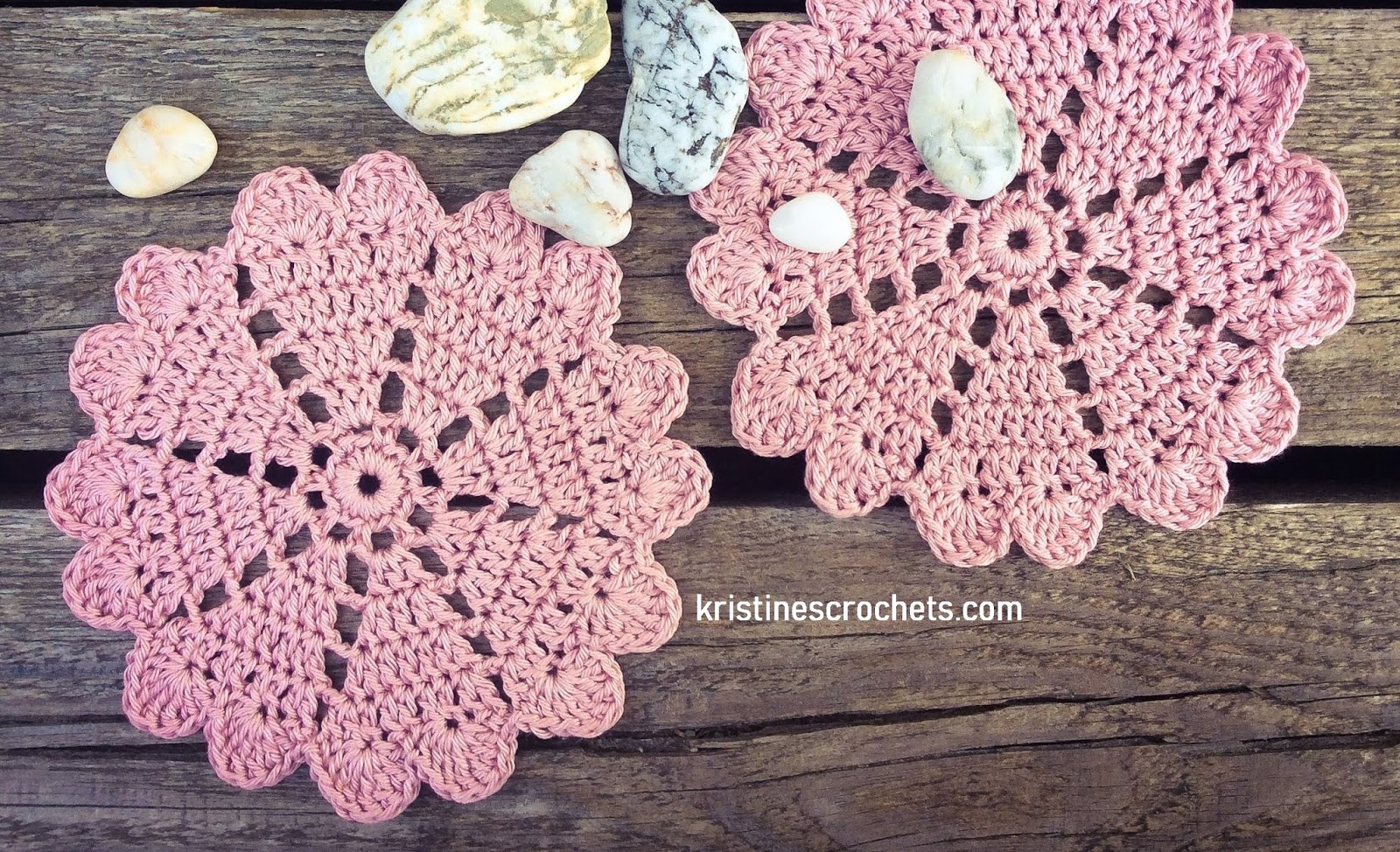 KristinesCrochets Hearts Doily Coaster Free Crochet Pattern
