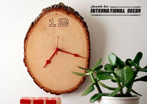 diy wall clock, cool wall clocks,creative wall clocks,tree wood wall clock