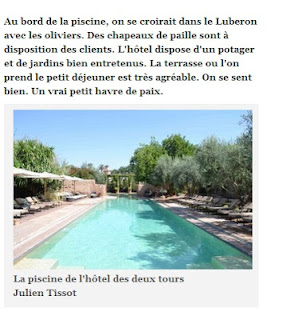Article du 20 juin 2013 dans L'EXPRESS sur l'hôtel les Deux Tours à Marrakech
