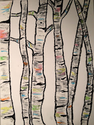 birch oil pastels trees tree blobs glue pastel watercolor paint scraps splats grade project 2nd