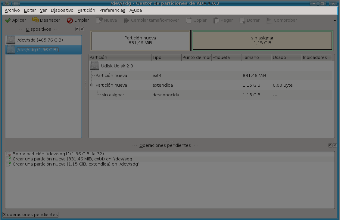 UsuarioDebian KDE Partition Manager