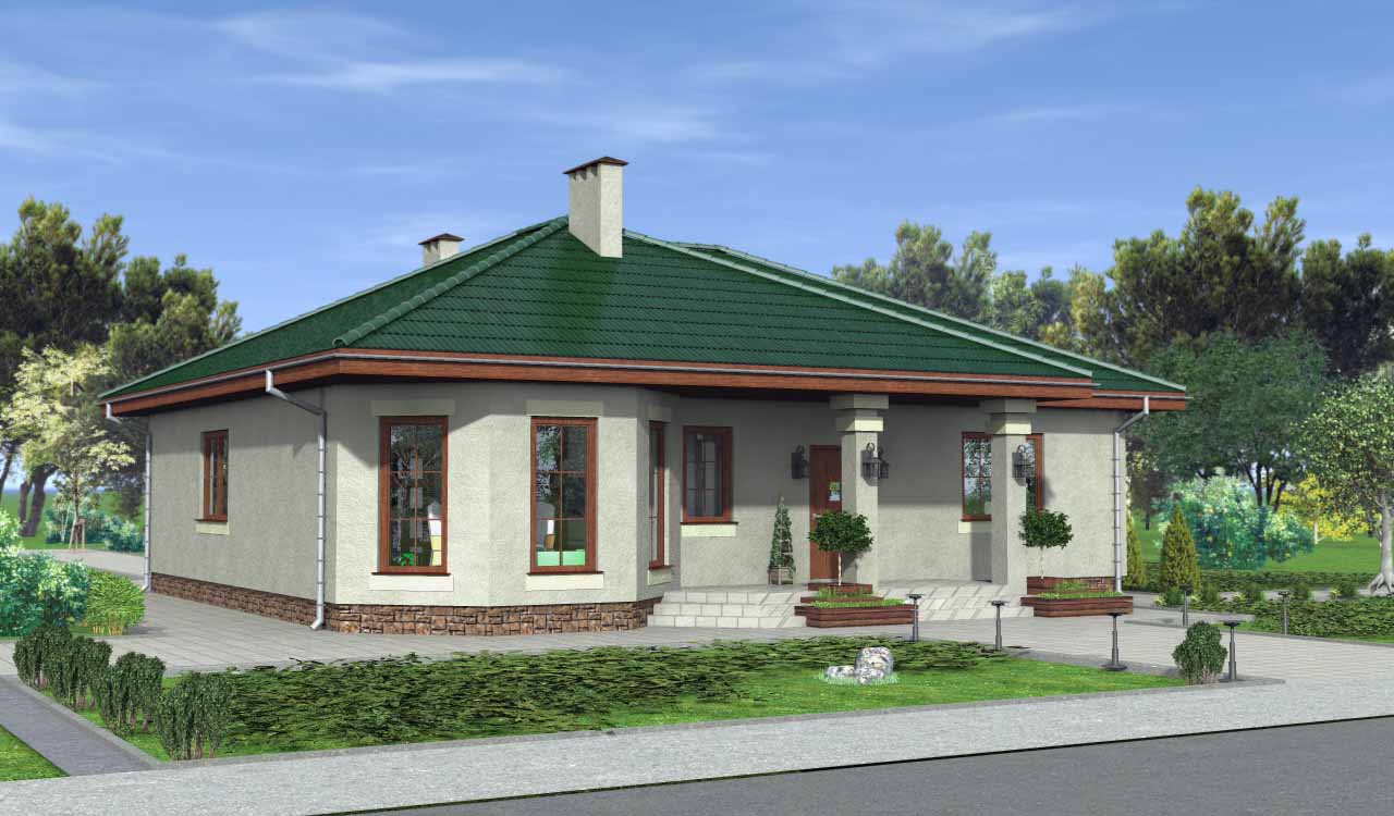 Проекты домов от Евгения Мороза: №100-06. Готовый проект одноэтажного .