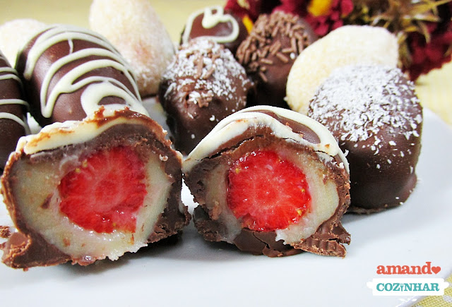 bombom surpresa de morango