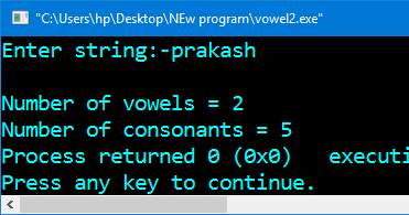 Program in C & C++ to count the number of vowels and consonants in a ...