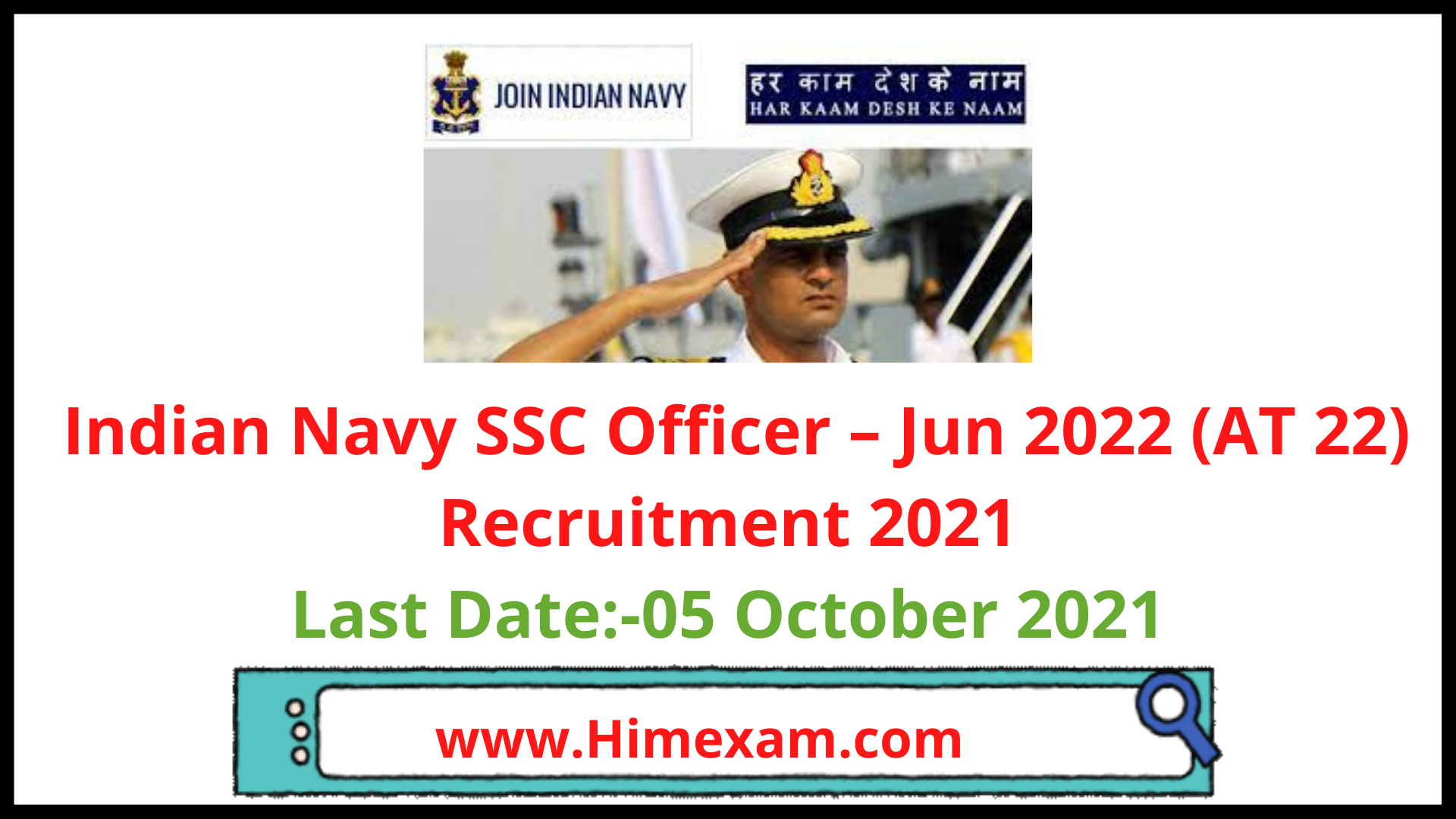 Indian Navy SSC Officer – Jun 2022 (AT 22) Recruitment 2021