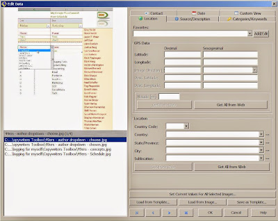 screenshot: Geosetter multi-image select option - EXIF data