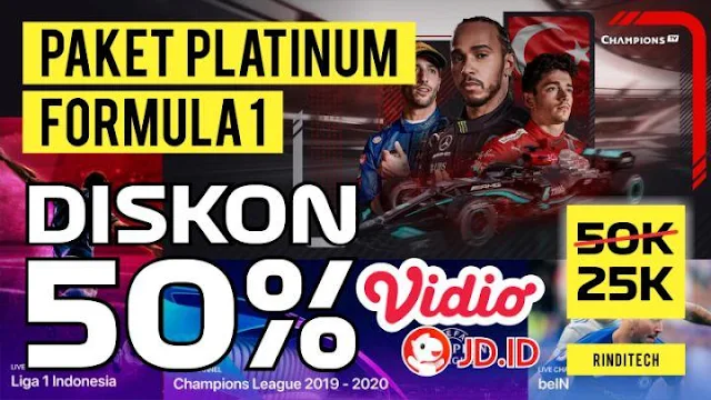 Cara Beli Paket Vidio Platinum F1 Diskon 50% di JD.ID