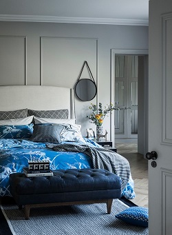 Recámara gris con azul - Ideas para decorar dormitorios