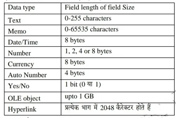 फील्ड टाइप / डेटा टाइप ( Field Type / Data Type )