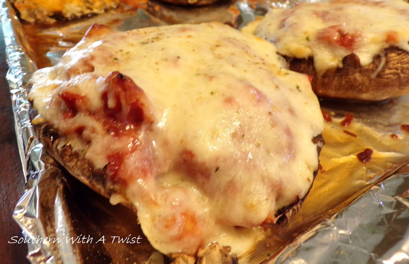 Southern With A Twist Chicken Parmesan Stuffed Portobello Mushroom Caps