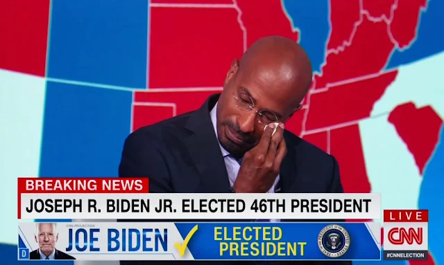 محلل الـ CNN فان جونز يبكي على الهواء خلال إعلان فوز بايدن بالرئاسة (فيديو)