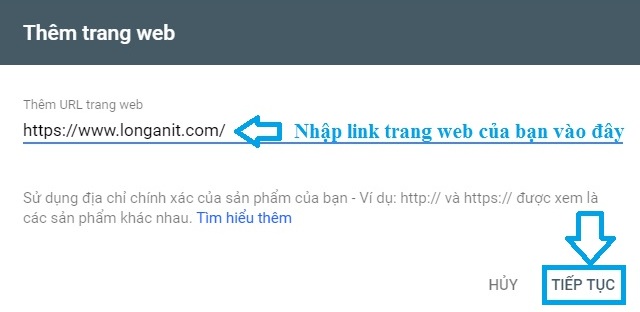 Thêm sản phẩm trang web của bạn vào Google master tools Thêm sản phẩm trang web của bạn vào Google master tools