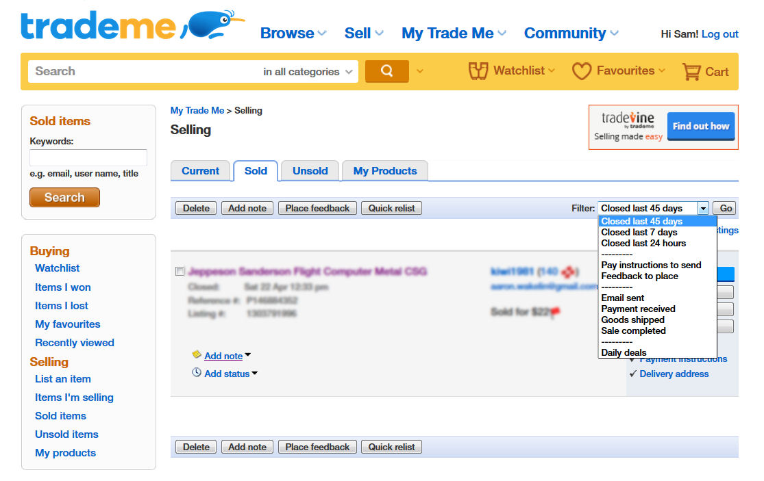 Sam Young TradeMe's Customer Service, or "How to pay for your own data"