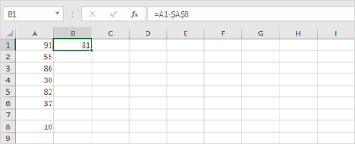 subtract a number from a range of cells