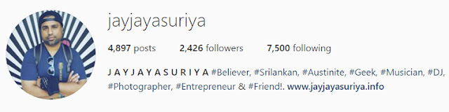  Follow me @instagram.com/jayjayasuriya