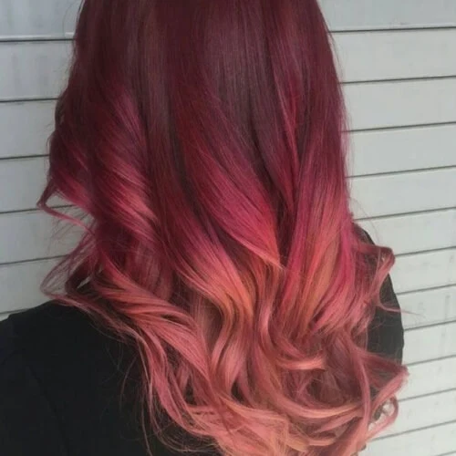 Red Ombre Hair with Rose Gold