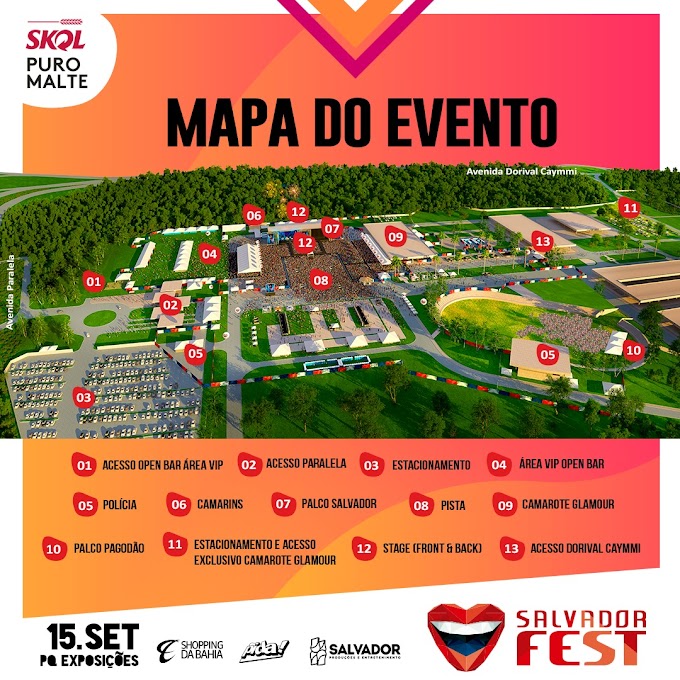 Salvador Fest divulga mapa geral do evento e promoção do ingresso triplo até dia 30.07