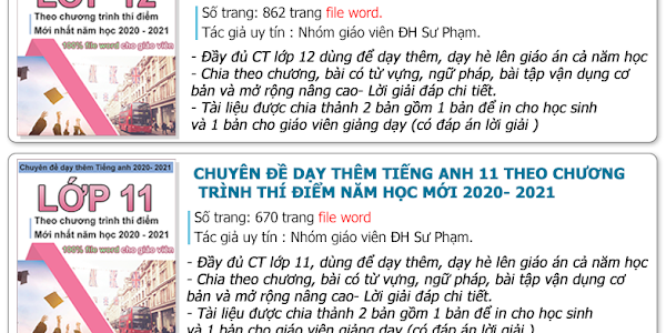 Chuyên đề dạy thêm tiếng anh theo chương trình thí điểm lớp 10 - 11 -12 năm học mới 2020 -2021 (file word)