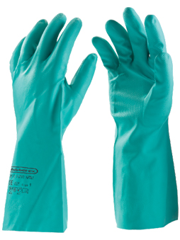 găng tay cao su chống dầu màu xanh ngọc