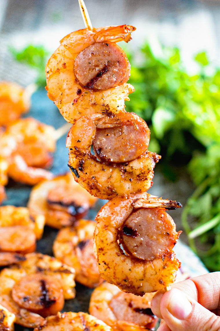 Sausage and Shrimp Kabobs - recipesmagz