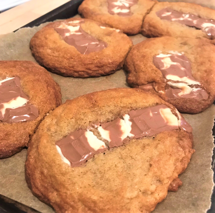 Soft and Chewy Kinder Bar Chocolate Chunk Cookies Recipe Laura