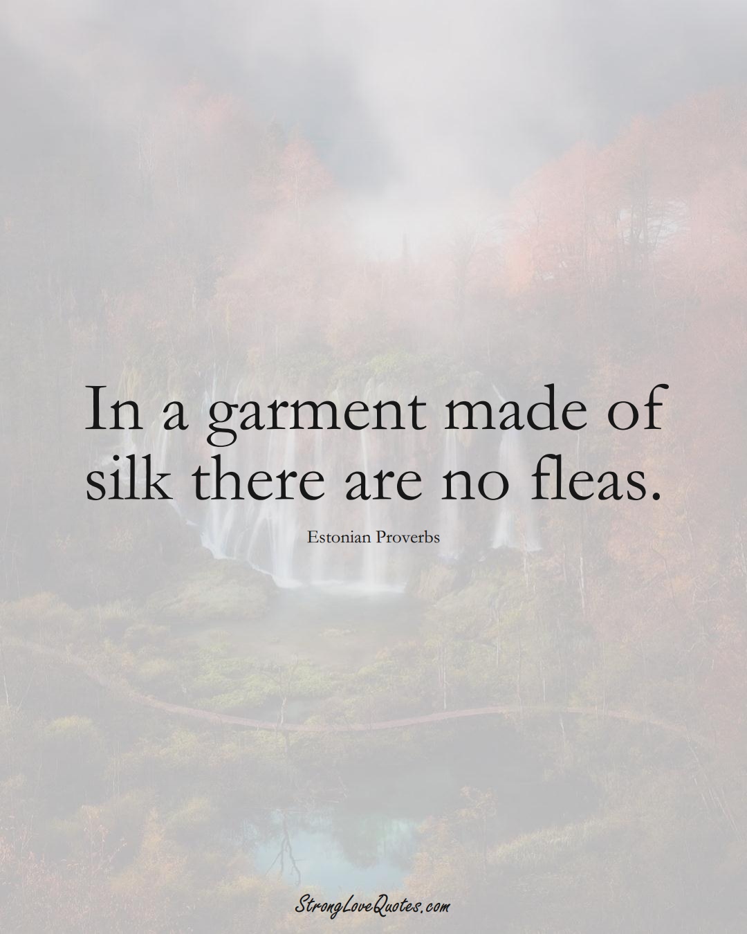 In a garment made of silk there are no fleas. (Estonian Sayings);  #EuropeanSayings