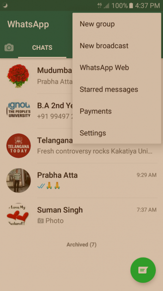 Interfaz de Whatsapp