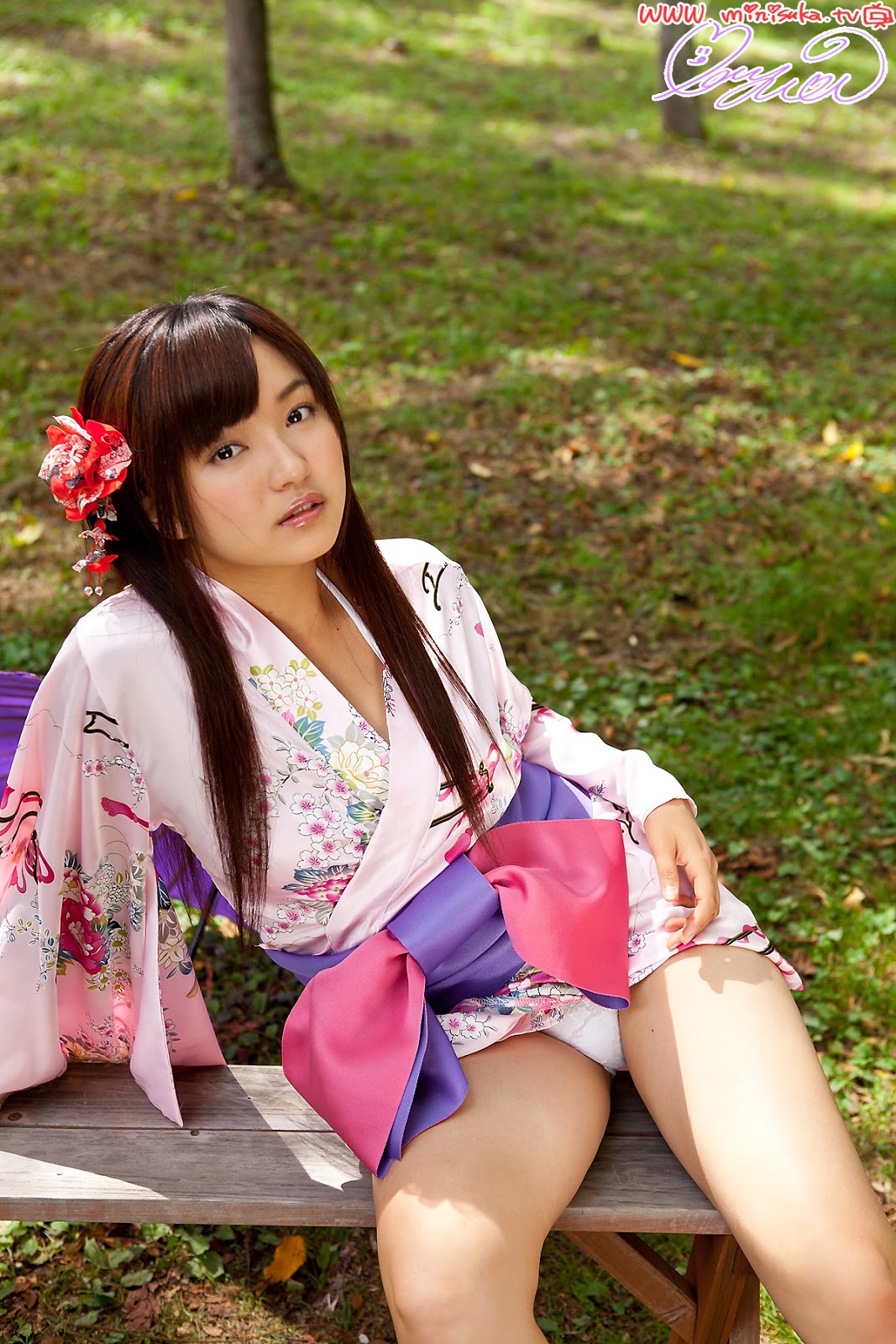 Mayumi Yamanaka Japanese Cute Idol Sexy Purple Kimono Robe