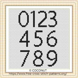 NUMBERS #1, FREE AND EASY PRINTABLE CROSS STITCH PATTERN