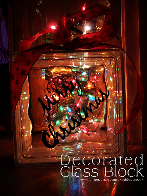 Decorated Glass Block | The Purple Pumpkin Blog