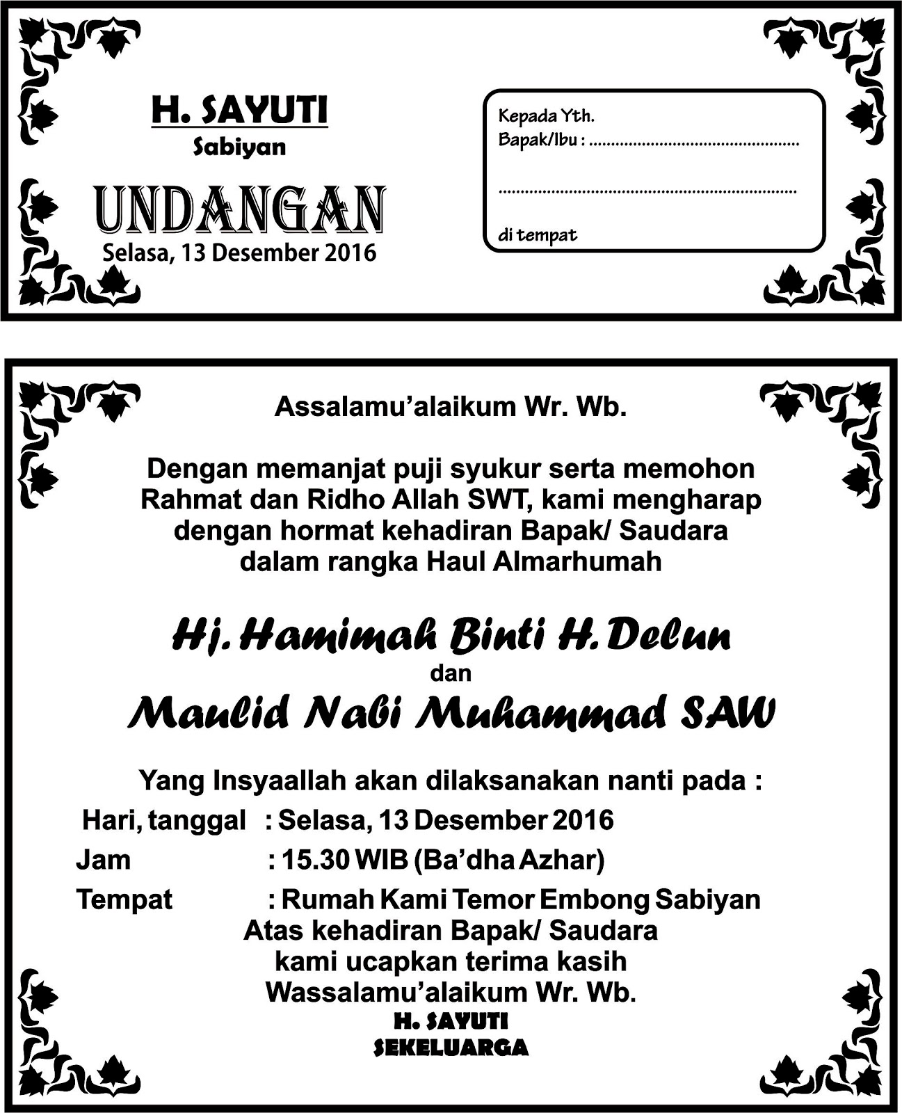 Contoh Surat Undangan Maulid Nabi - Contoh Surat