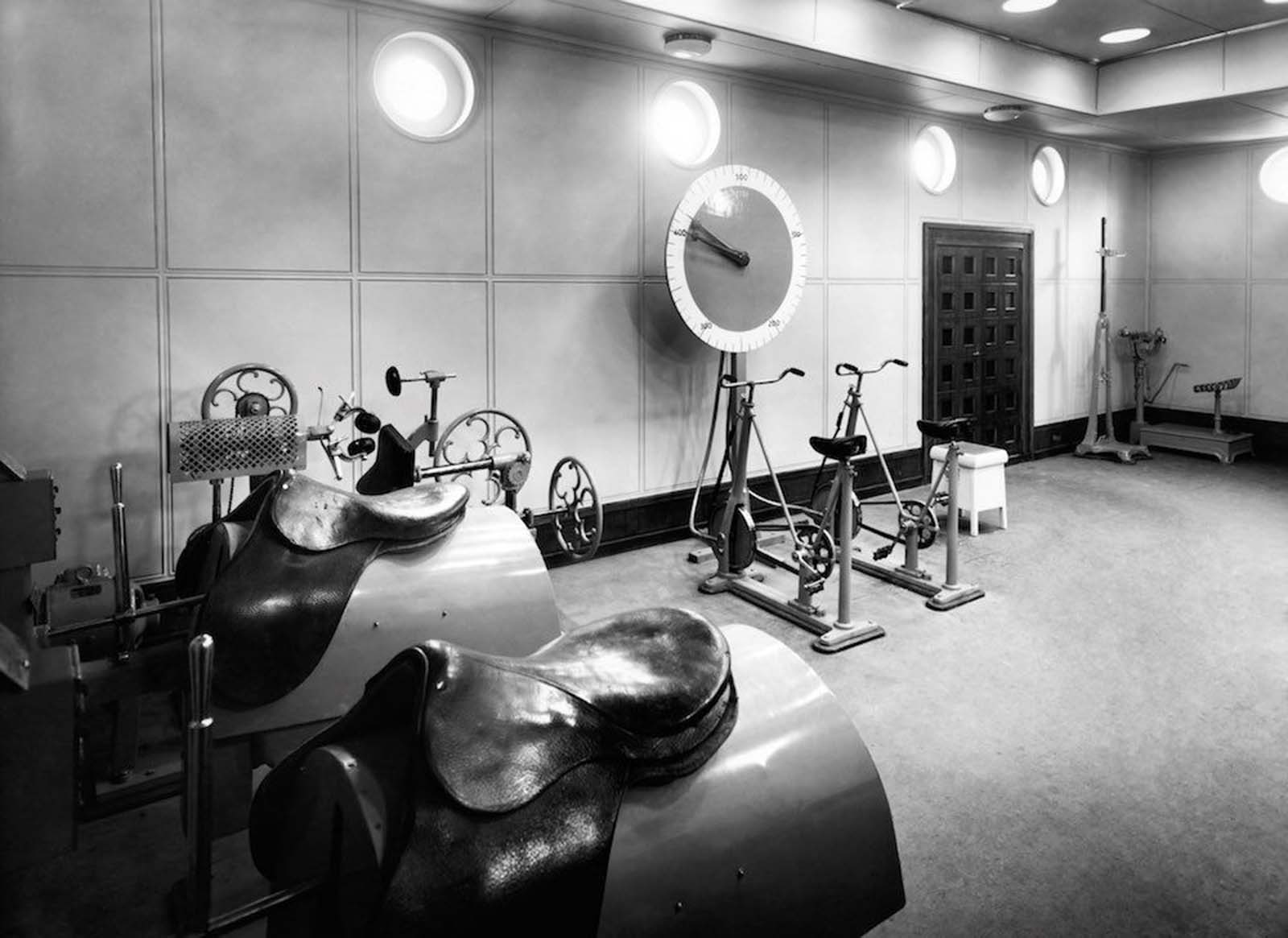 The first class gym on the Liner Vulcania. 1930.