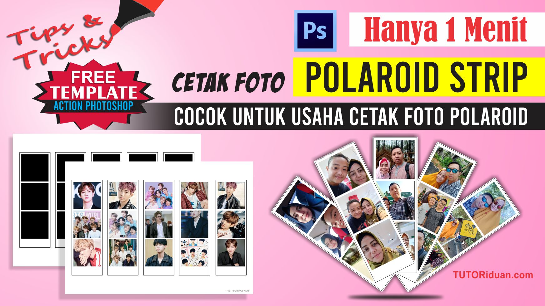 Cara CEPAT Desain dan Cetak Foto POLAROID STRIP 3 dengan Action