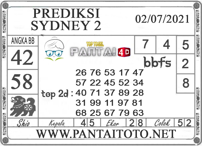 PREDIKSI TOGEL SYDNEY2 PANTAI4D 02 JULI 2021 PREDIKSI TOGEL SYDNEY2 PANTAI4D 02 JULI 2021