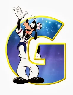 Alfabeto de personajes Disney con letras grandes G Goofy. 