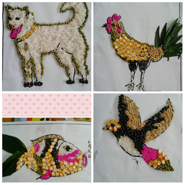 Gambar Kolase Hewan Burung Dari Biji Bijian Gambar Kolase