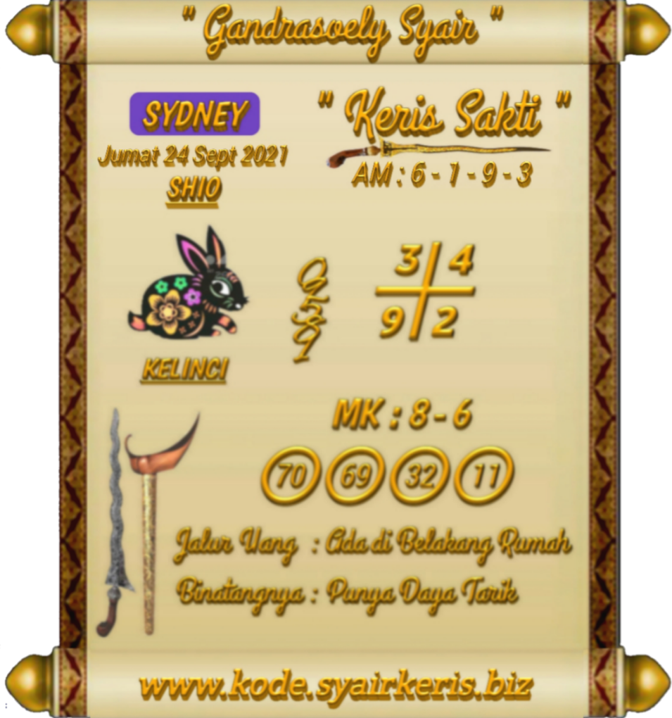 Syair Keris Sakti Hari Jumat 24 09 2021 Syair Keris