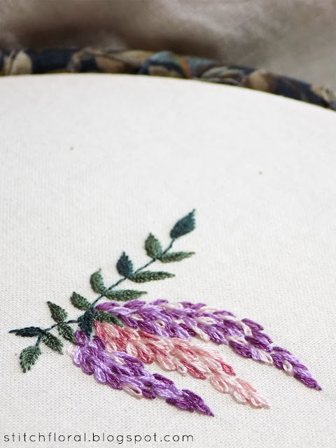 Hand embroidered Wisteria: Free PDF pattern & tutorial