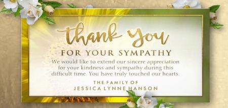 Golden Sunflower Sympathy Thank You Custom