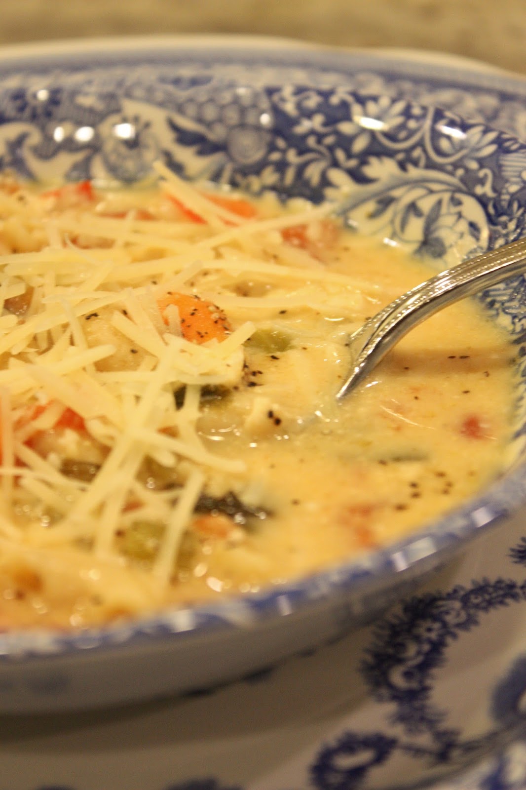 pass the peas, please creamy basil parmesan italian chicken soup