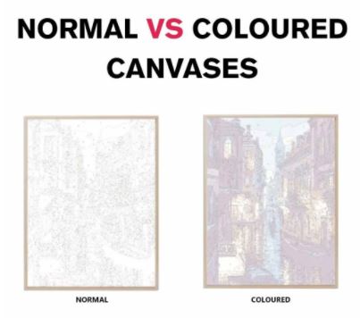 normal vs colourized paint by numbers canvases