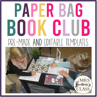 Paper Bag Book Club questions plus editable templates for book study discussions K-2