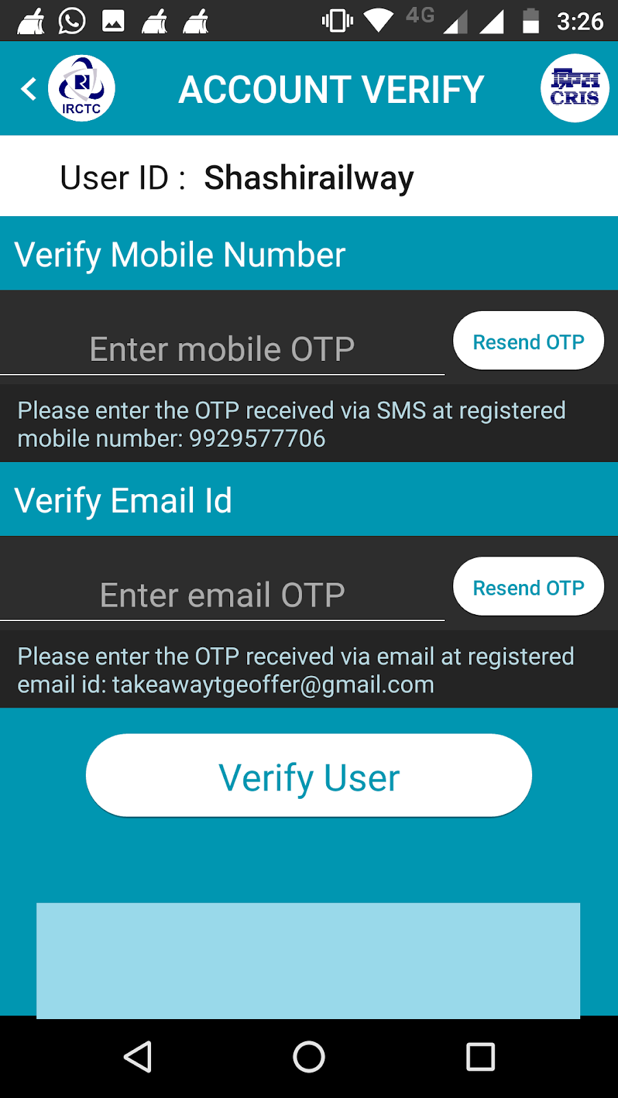 Register on IRCTC Using IRCTC Mobile Phone App