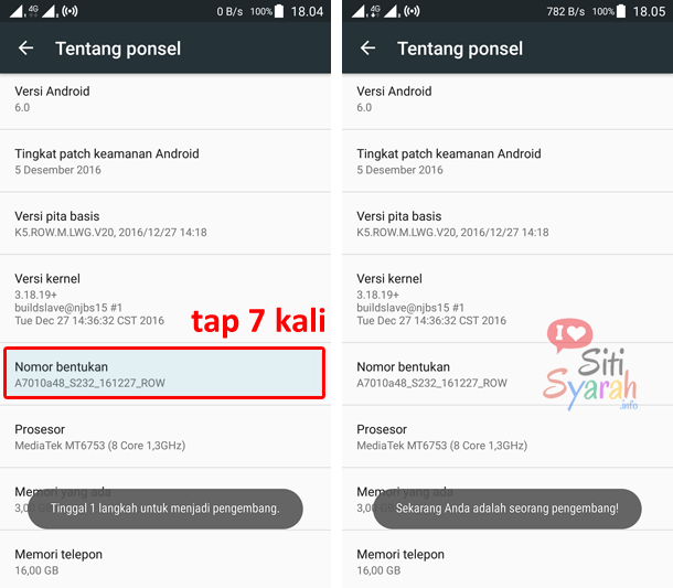 mengaktifkan opsi pengembang di Android