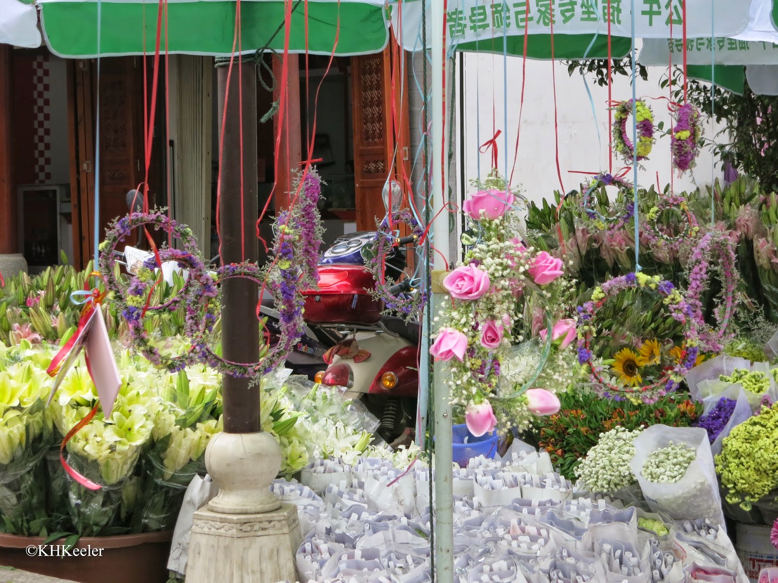 flower vendor, ancient city, Dali, China flower vendor, ancient city, Dali, China