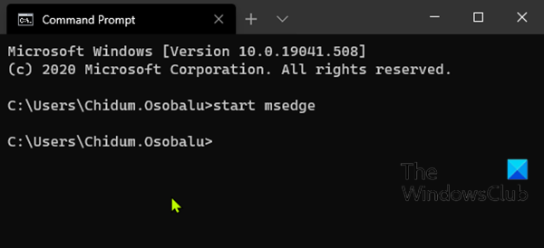 เปิดเบราว์เซอร์ Edge โดยใช้ Command Prompt