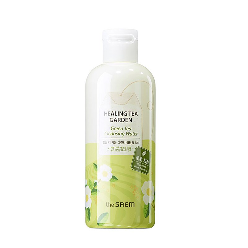 The Saem Nước tẩy trang sạch nhờn và se khít lỗ chân lông chiết xuất trà xanh Healing Tea Garden Green Tea Cleansing Water 300ml