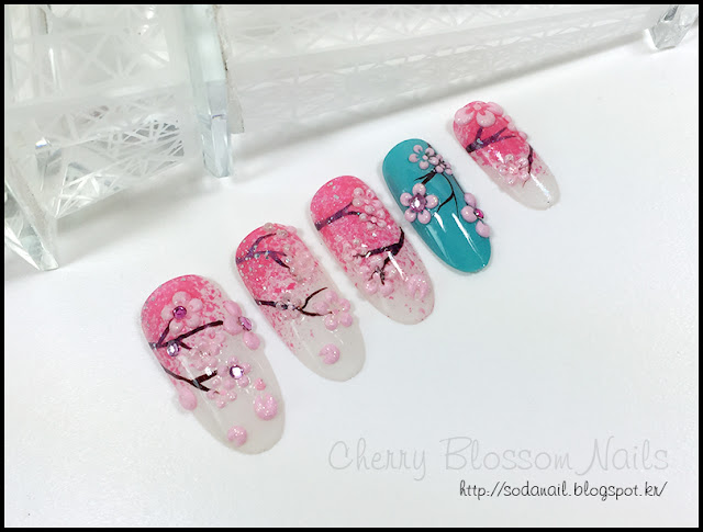 cherry blossom nail art design